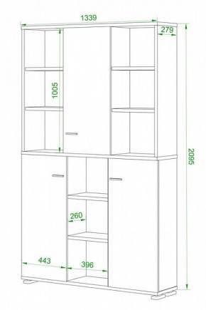 Шкаф книжный Домино ПУ-40-3 в Красноуральске - krasnouralsk.ok-mebel.com | фото 2