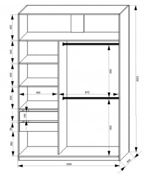 Шкаф-купе 1600 серии SOFT D8+D2+B2+PL4 (2 ящика+F обр.штанга) профиль «Графит» в Красноуральске - krasnouralsk.ok-mebel.com | фото 2