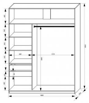 Шкаф-купе 1800 серии SOFT D1+D3+B2+PL1 (2 ящика+1штанга) профиль «Графит» в Красноуральске - krasnouralsk.ok-mebel.com | фото 3