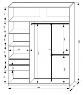 Шкаф-купе 1800 серии SOFT D8+D2+B2+PL4 (2 ящика+F обр.штанга) профиль «Графит» в Красноуральске - krasnouralsk.ok-mebel.com | фото 3