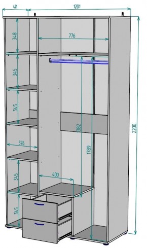 Шкаф Ольга H54 в Красноуральске - krasnouralsk.ok-mebel.com | фото 2