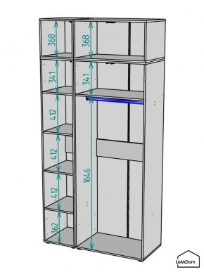 Шкаф с антресолью Linnea MHR-3A-1 2450х1200х510 (Графит-М 11.1.25) в Красноуральске - krasnouralsk.ok-mebel.com | фото 3