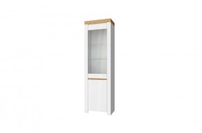 Шкаф с витриной  1V1D, TAURUS, цвет белый/дуб вотан в Красноуральске - krasnouralsk.ok-mebel.com | фото