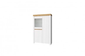 Шкаф с витриной 1V2D, TAURUS, цвет белый/дуб вотан в Красноуральске - krasnouralsk.ok-mebel.com | фото 1