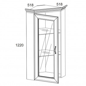 Шкаф с витриной 1VU, TIFFANY, цвет вудлайн кремовый в Красноуральске - krasnouralsk.ok-mebel.com | фото 2