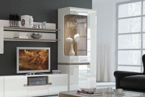 Шкаф с витриной 3D/TYP 01L, LINATE ,цвет белый/сонома трюфель в Красноуральске - krasnouralsk.ok-mebel.com | фото 6