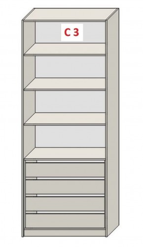 Шкаф СТАНДАРТ С3 4 ящика серия "ГЕСТИЯ" (Бело-серый/Дуб Небраска натуральный ) 800*520*2300 в Красноуральске - krasnouralsk.ok-mebel.com | фото 2