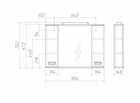 Шкаф-зеркало Cube 90 Эл. Домино (DC5012HZ) в Красноуральске - krasnouralsk.ok-mebel.com | фото 2