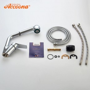 Смеситель для кухни Accoona A5410 с вытягивающейся лейкой в Красноуральске - krasnouralsk.ok-mebel.com | фото 3