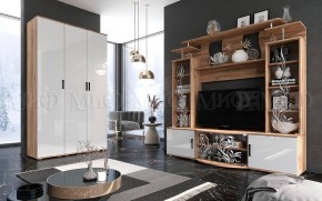 Стенка Виста (Белый глянец/Дуб крафт) в Красноуральске - krasnouralsk.ok-mebel.com | фото 3