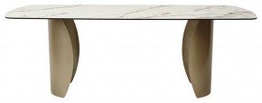 Стол BRONTE 220 KL-188 Контрастный мрамор матовый, итальянская керамика/ Шампань, ®DISAUR в Красноуральске - krasnouralsk.ok-mebel.com | фото 2