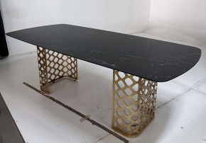 Стол CHIAVARI 220 KL-116 Черный мрамор матовый, итальянская керамика / бронзовый, ®DISAUR в Красноуральске - krasnouralsk.ok-mebel.com | фото 4