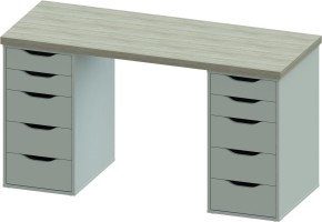 Стол письменный Ингар 2/55 140x75x55, дуб беленый/белый в Красноуральске - krasnouralsk.ok-mebel.com | фото 2