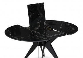 Стол стеклянный Рикла 110(150)х110х76 черный мрамор / черный в Красноуральске - krasnouralsk.ok-mebel.com | фото 4