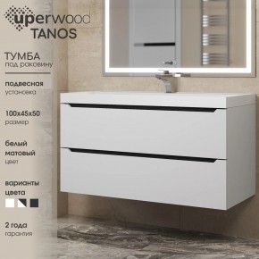 Тумба под раковину Uperwood Tanos 100 см, подвесная, белая/графит в Красноуральске - krasnouralsk.ok-mebel.com | фото 3