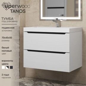 Тумба под раковину Uperwood Tanos 70 см, подвесная, белая/графит в Красноуральске - krasnouralsk.ok-mebel.com | фото 3
