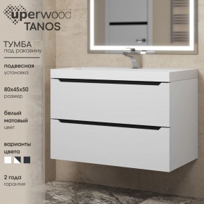 Тумба под раковину Uperwood Tanos 80 см, подвесная, белая/графит в Красноуральске - krasnouralsk.ok-mebel.com | фото 3