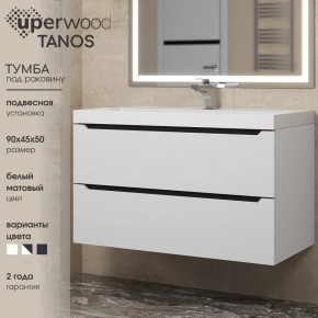 Тумба под раковину Uperwood Tanos 90 см, подвесная, белая/графит в Красноуральске - krasnouralsk.ok-mebel.com | фото 3